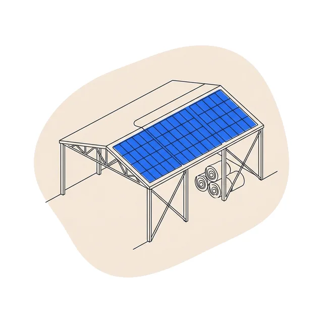 Hangar agricole couvert de panneaux solaires